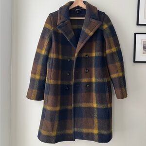 A.P.C. Women’s Plaid Wool Coat - Brown and Blue